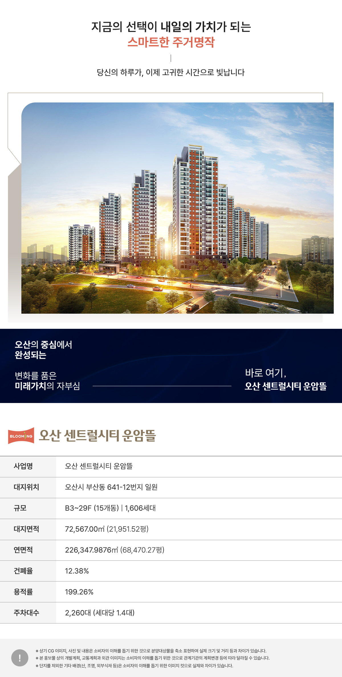 오산 센트럴시티 운암뜰 사업개요와 대단지 주거단지 이미지